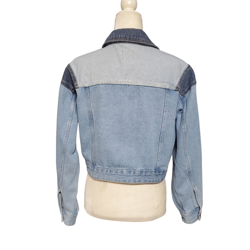 Wild Fable Jean Jacket Women's Size Medium Color Block Design Denim Trucker - Picture 5 of 9